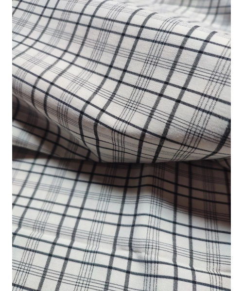 Tkanina bawełniana KRATECZKA szara koszulowa - KUPON 1,90x146